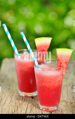 Dettagli di acqua frullato di melone Foto Stock