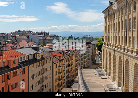 Europa Svizzera CH Vaud Lausanne Pont Charles Bessieres vista città alberi architettura edifici impianti di costruzioni in luogo di Foto Stock