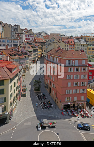 Europa Svizzera CH Vaud Lausanne Pont Charles Bessieres vista città Rue architettura centrale costruzione Luogo di Foto Stock