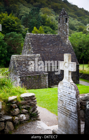 San Kevin la Chiesa . Glendalough, County Wicklow, Irlanda, Europa. Foto Stock