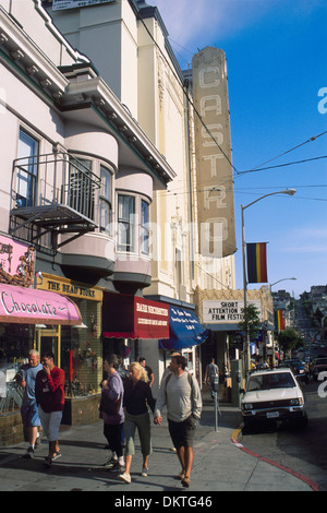 Castro Theatre segno, quartiere Castro di San Francisco, California Foto Stock