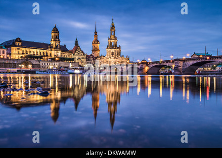 Dresden, Germania sopra il fiume Elba. Foto Stock