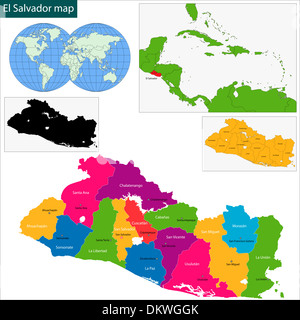 Mappa di El Salvador Foto Stock