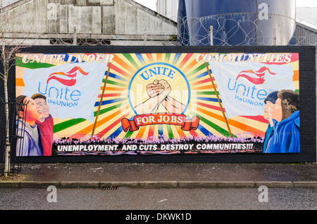 Il murale alla pace internazionale a parete, Belfast per unire il Sindacato Foto Stock