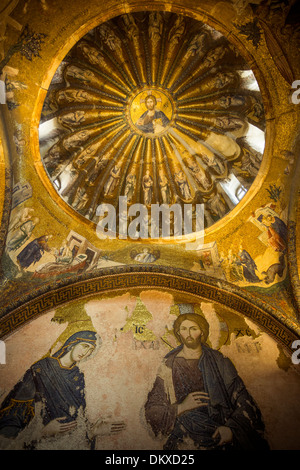 Murale / mosaico all'interno Chiesa del Santissimo Salvatore a Chora - Istanbul, Turchia. Foto Stock