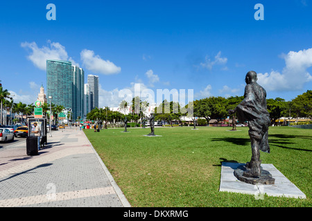 Bayfront Park su Biscayne Boulevard in downtown Miami, Florida, Stati Uniti d'America Foto Stock