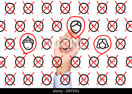 Disegno di persona per persona di assunzione per il lavoro Foto Stock