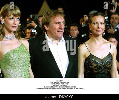 Maggio 22, 2001 - 5/13/2001.FESTIVAL DE CANNES 2001.FIF CANNES FILM ''CQ''.Angela Lindvall. CAROLE BOUQUET E GERARD DEPARDIEU.Â© IMAPRESS/ Nice Matin/P. BLANCHARD.(Immagine di credito: © Globo foto/ZUMAPRESS.com) Foto Stock