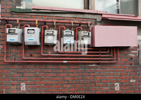 Gas di città metri - Seoul, Corea del Sud Foto Stock