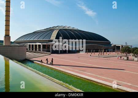 Palau Sant Jordi - St George's Hall, Anello Olimpico, Montjuic Barcellona, in Catalogna, Spagna Foto Stock