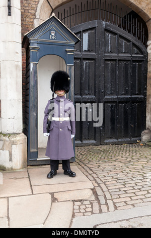 Guardia irlandese di sentinella al di fuori di St James Palace a Londra Inghilterra Foto Stock