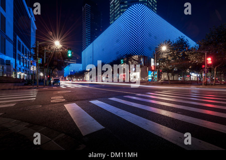 Hong Kong Plaza, hotspot Xintiandi di notte, Puxi, Shanghai, Cina Foto Stock