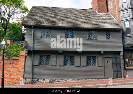 La Paul Revere House nel nord Square, Boston, Massachusetts, USA. Casa più antica di Boston Foto Stock