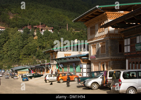 Il Bhutan, Bumthang Valley, Città Chamkhar bazaar principale Foto Stock