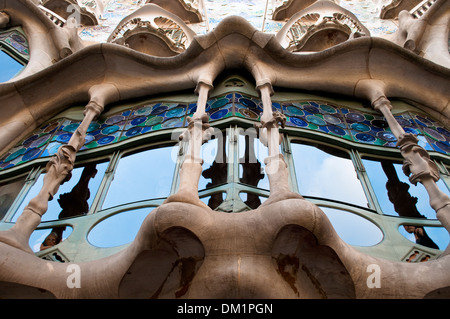 Casa Batllo, Barcellona, finestra centrale, la Catalogna, Spagna Foto Stock