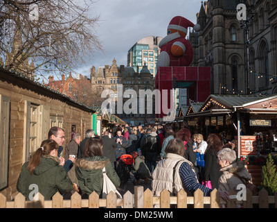 Manchester Mercatini di Natale in piazza Albert, Manchester Foto Stock
