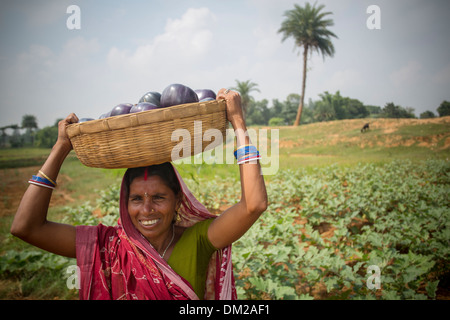 Contadina in Stato di Bihar, in India. Foto Stock