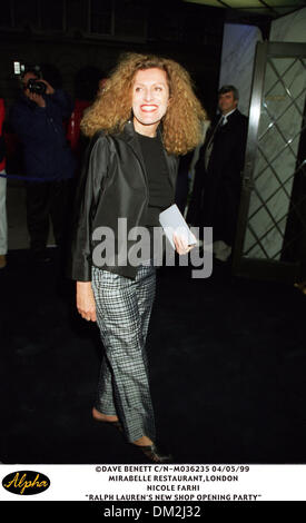 Aprile 5, 1999 - Londra, Gran Bretagna - 04/05/99 MARIBELLE RISTORANTE,Londra.NICOLE FARHI.''RALPH LAUREN È DI NUOVO SHOP OPENING PARTY'(Immagine di credito: © Globo foto/ZUMAPRESS.com) Foto Stock