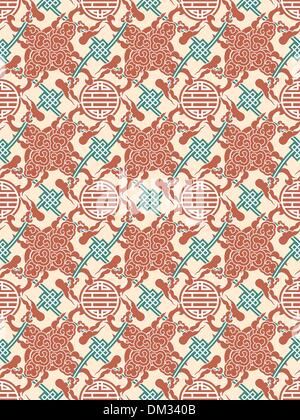 Vettore tradizionale cinese ingranato pattern - simbolo e fumo o nuvole Illustrazione Vettoriale