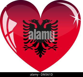 Cuore del vettore con l'Albania bandiera texture Illustrazione Vettoriale