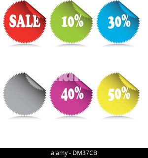 Lucida tag vendita adesivi con lo sconto e la riflessione. Illustrazione Vettoriale
