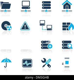 Rete e Server Web icone // Serie Azure Illustrazione Vettoriale