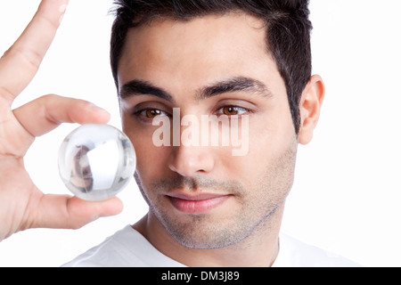 Giovane Azienda sfera di cristallo Foto Stock