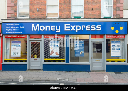 Il denaro in prestito Express e negozio di credito CHELTENHAM REGNO UNITO Foto Stock