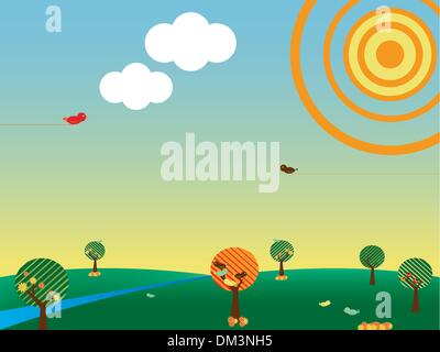 Retro paesaggio Illustrazione Vettoriale