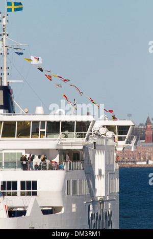 Scena dal funzionamento dei traghetti tra Elsinore e Helsingborg attraverso lo stretto di Øresund. Foto Stock