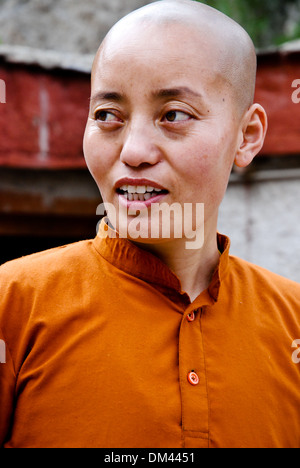 Ladakh, India - 16 Luglio 2009: una suora a Julichen convento, completamente gestite da donne Foto Stock