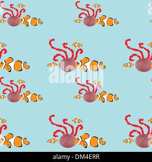 Seamless clownfish pattern Illustrazione Vettoriale