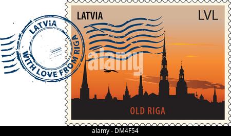 Farà fede il timbro postale dalla Lettonia Illustrazione Vettoriale