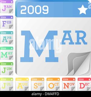 2009 al mese e le icone del calendario Illustrazione Vettoriale