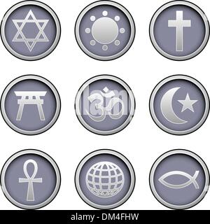 Religione Mondiale simbolo web icone Illustrazione Vettoriale