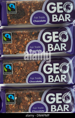 Il commercio equo e solidale di cioccolato BAR GEO Foto Stock
