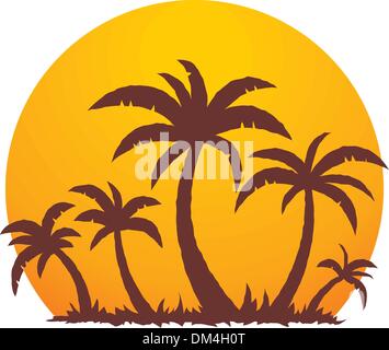Palme e tramonti estivi Illustrazione Vettoriale