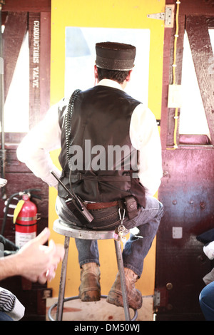 Maschio conduttore ferroviario sulla Santa Express in Georgetown Colorado Foto Stock