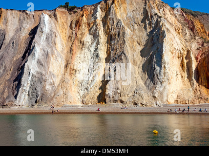 Il multi-colore di scogliere di allume baia a sud ovest di punta dell' Isola di Wight Foto Stock