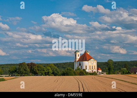 Baviera Germania stile architettonico di Marienberg Maria santa maria ammirazione la Chiesa del pellegrinaggio di fede cattolica religione pellegrinaggio Foto Stock
