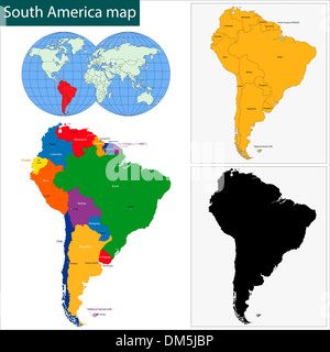 Sud America mappa Foto Stock