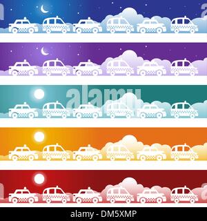 Taxi Set Banner Illustrazione Vettoriale