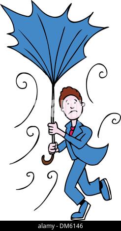 Ombrello rotto l'uomo Illustrazione Vettoriale