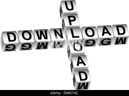 3D di Upload e Download dei messaggi dei dadi Illustrazione Vettoriale