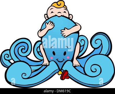 Baby Octopus Illustrazione Vettoriale