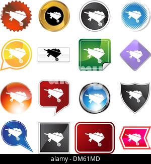 Carriola icona impostare Illustrazione Vettoriale