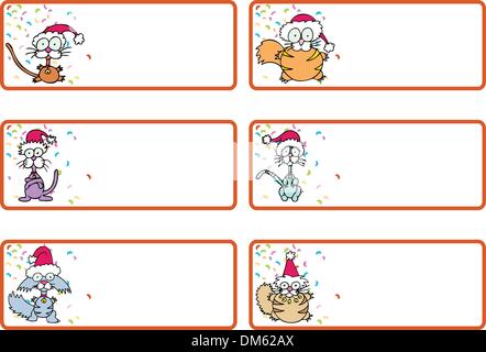 Jingle Cat etichette per i regali di Natale Illustrazione Vettoriale