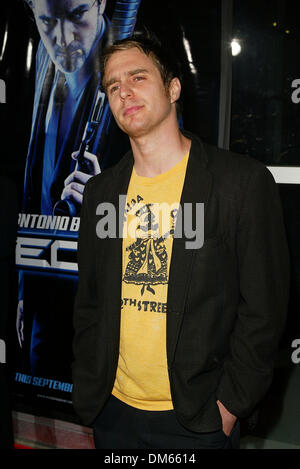 Sett. 18, 2002 - Los Angeles, California - BALLISTIC ECK VS. SEVER PREMIERE.PRESSO LA CUPOLA DI GLOSSARI AFFINI A LOS ANGELES, CA.Sam Rockwell. FITZROY BARRETT / 9-18-2002 K26096FB (D)(Immagine di credito: © Globo foto/ZUMAPRESS.com) Foto Stock