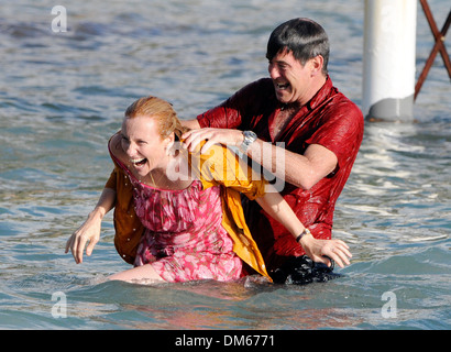 Attore Pierce Brosnan sul set del film 'un lungo cammino verso il basso'. Girato in Mallorca in ottobre 2012 Foto Stock