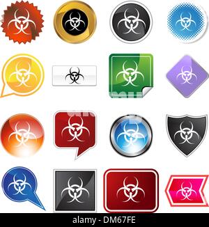 Biohazard icona impostare Illustrazione Vettoriale
